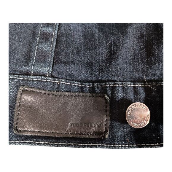 True Religion Trucker Denim Jeans Jacket Blue Men's Large - Picture 4 of 8